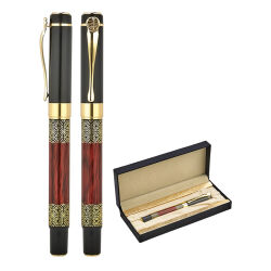 1217-KR Siyah-Gold Metal Roller Kalem Seti - 1