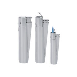 MJ-100 Saten-Silver Clipper Metal Turbo Si̇boplu Çakmak - 