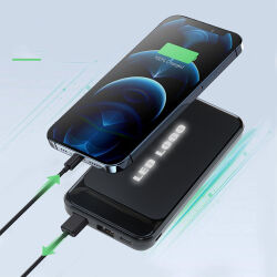PB-155 Siyah-Kasa-Beyaz-Led 10.000 mAh Powerbank